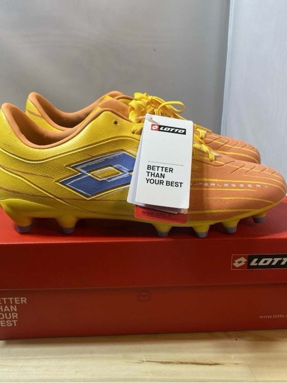 Lotto Superleggera Soccer Shoes Mens Size 8 Yellow Orange  Cleats Football New!